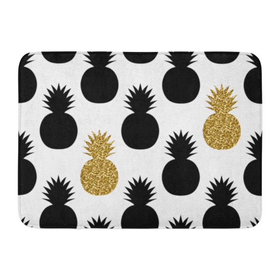 KDAGR Colorful Golden Pattern Pineapples in Black Modern Designs Chic Color Doormat Floor Rug Bath Mat 23.6x15.7 inch