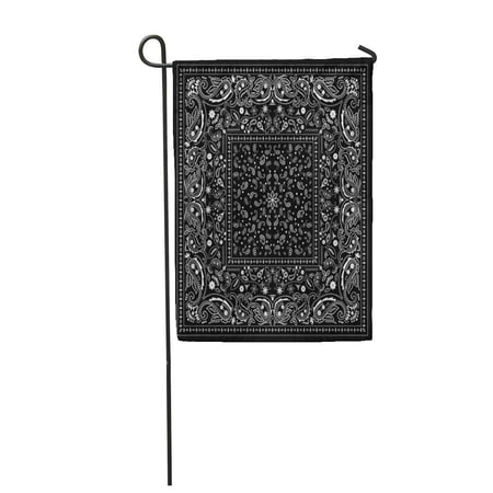 KDAGR Colorful Pattern Black Paisley Bandana Scarf Bandanna Border Classic Garden Flag Decorative Flag House Banner 12x18 inch