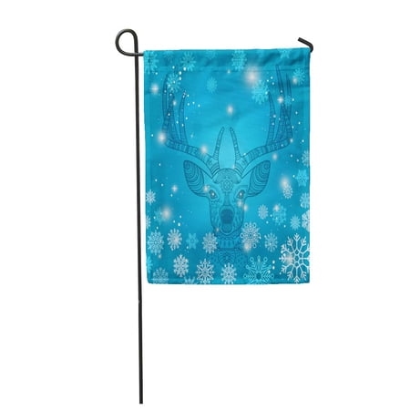 KDAGR Colorful Winter Doodle Deer and Snowflakes Antler Garden Flag Decorative Flag House Banner 28x40 inch