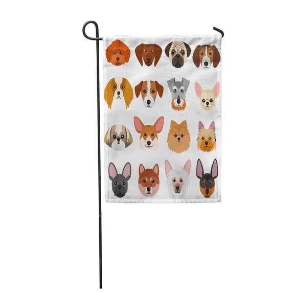 KDAGR Colorful Yorkshire Small Dog Faces on Pomeranian French Terrier Garden Flag Decorative Flag House Banner 12x18 inch