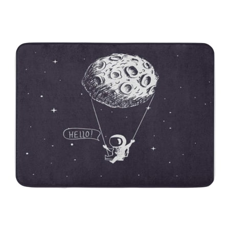 KDAGR Cute Astronaut Riding Swing Tethered to The Moon Character Childish Doormat Floor Rug Bath Mat 30x18 inch