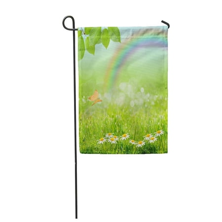 KDAGR Easter Green Nature with Sky Abstract Growth Lush Grass Summer Beam Beauty Garden Flag Decorative Flag House Banner 12x18 inch