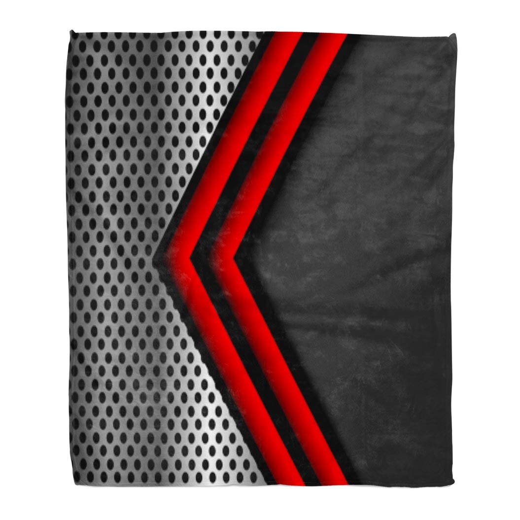 KDAGR Flannel Throw Blanket Abstract Red Black Line Arrow Gray Blank ...