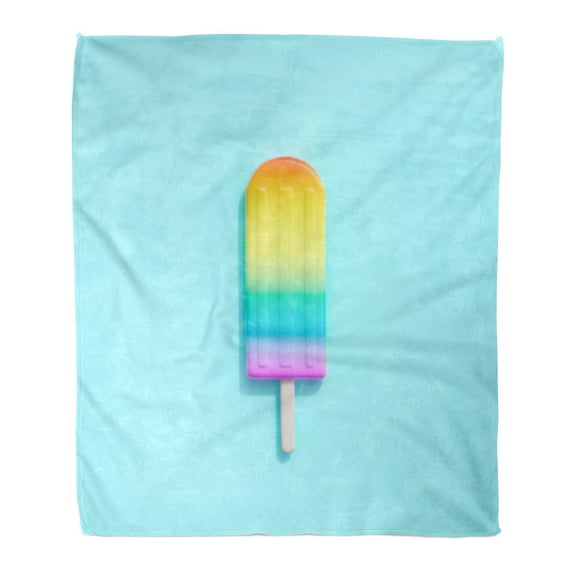 KDAGR Flannel Throw Blanket Colorful Rainbow Ice Cream on Blue Minimal Creative Idea Soft for Bed Sofa and Couch 50x60 Inches