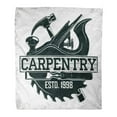 thumbnail image 1 of KDAGR Flannel Throw Blanket Construction Vintage Woodworking Grange Stamp Creative Carpentry Emblem Woodwork Soft for Bed Sofa and Couch 58x80 Inches, 1 of 1