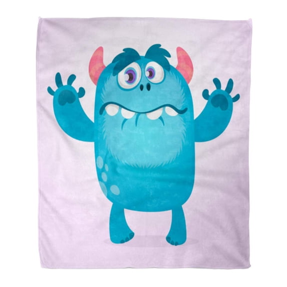 KDAGR Flannel Throw Blanket Cute Furry Blue Monster Bigfoot Troll Character Mascot Soft for Bed Sofa and Couch 50x60 Inches