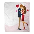 thumbnail image 1 of KDAGR Flannel Throw Blanket First Kiss Cartoon Character Couple Kissing Love Engagement Boyfriend Soft for Bed Sofa and Couch 58x80 Inches, 1 of 1