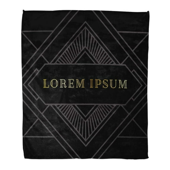 KDAGR Flannel Throw Blanket Gatsby Artistic Artdeco Black Beautiful Beauty Border Creative Elegant Soft for Bed Sofa and Couch 50x60 Inches