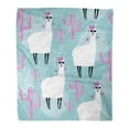 thumbnail image 1 of KDAGR Flannel Throw Blanket Pattern Cute Llama and Cactus Funny Alpaca Character Summer Unicorn 58x80 Inch Lightweight Cozy Plush Fluffy Warm Fuzzy Soft, 1 of 4