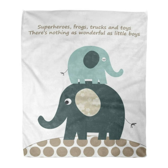 KDAGR Flannel Throw Blanket Wall Gray Baby Elephant Nursery Pink Quote Room Boy Soft for Bed Sofa and Couch 50x60 Inches