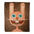 thumbnail image 1 of KDAGR Flannel Throw Blanket Weird Comic Rabbit Face Character Funny Absurd Bunny Soft for Bed Sofa and Couch 50x60 Inches, 1 of 1
