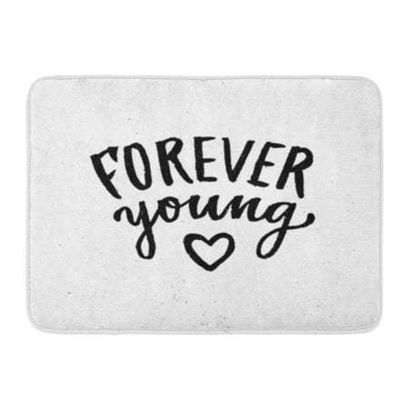 KDAGR Forever Young Lettering Summer Brush Modern Ink for Save Doormat Floor Rug Bath Mat 30x18 inch