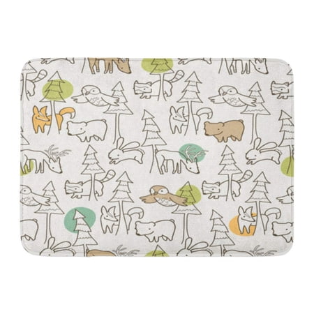 KDAGR Fox Woodland Creatures Pattern Cute Whimsical Deer Forest Tree Doormat Floor Rug Bath Mat 23.6x15.7 inch