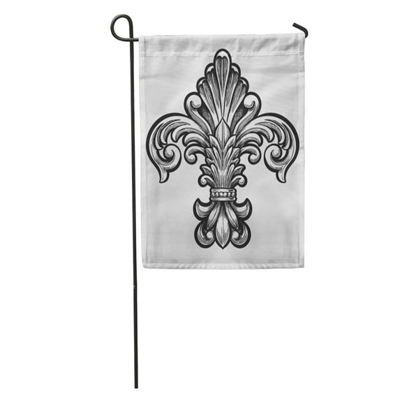 KDAGR France Elegant Fleur De Lis Vintage Emblem Cross Gothic Scroll Garden Flag Decorative Flag House Banner 12x18 inch