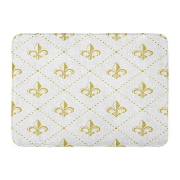 KDAGR France Golden Pattern Fleur De Lis Royal Luxury Retro Geometric Gold Doormat Floor Rug Bath Mat 23.6x15.7 inch