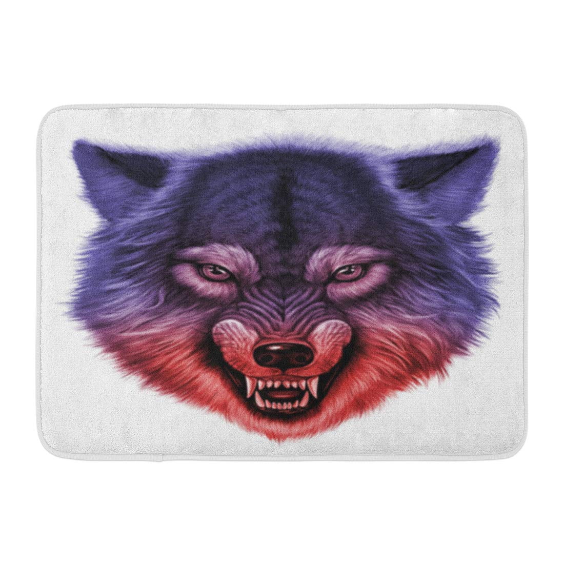 Lycan Rug KDAGR Gray Face Angry Wolf Head Watercolor Werewolf Portrait Doormat ...