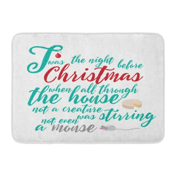 KDAGR Green Sleigh TWAS The Night Before Christmas Poem Part Red Beautiful Bow Doormat Floor Rug Bath Mat 23.6x15.7 inch