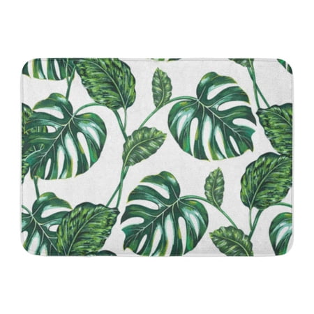 KDAGR Green Tropical Leaves Jungle Leaf Monstera Tree Floral Pattern Doormat Floor Rug Bath Mat 30x18 inch