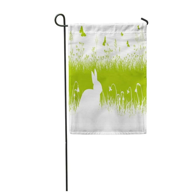 KDAGR Green and White Easter Grassland Bunny Butterfly Snowdrops Fresh Garden Flag Decorative Flag House Banner 12x18 inch