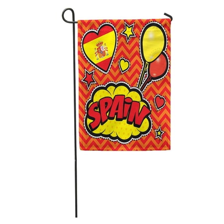 KDAGR Happy Birthday Spain Pop Chic Patches Badges Pins and Independence Garden Flag Decorative Flag House Banner 28x40 inch