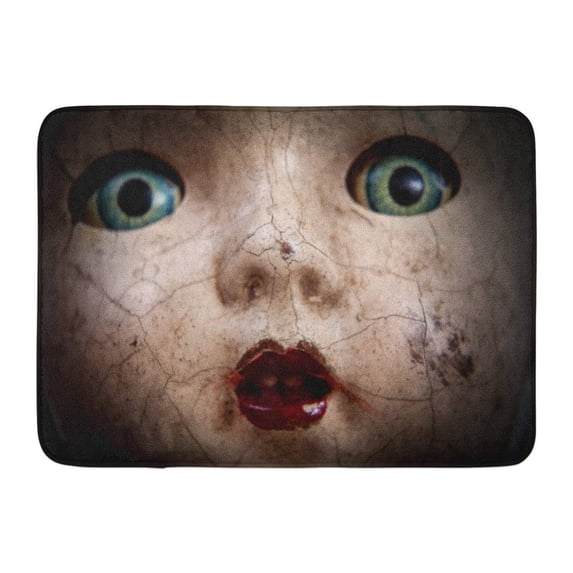 KDAGR Horror Scary Cracked Old Doll Face Shallow Focus Antique Halloween Abuse Doormat Floor Rug Bath Mat 23.6x15.7 inch