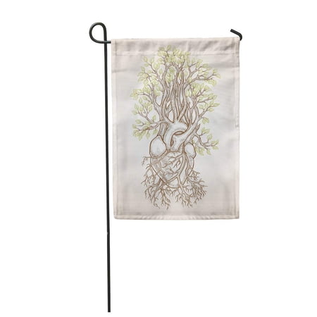 KDAGR Human Anatomical Heart Veins Like Roots from Which Grows Tree Garden Flag Decorative Flag House Banner 28x40 inch