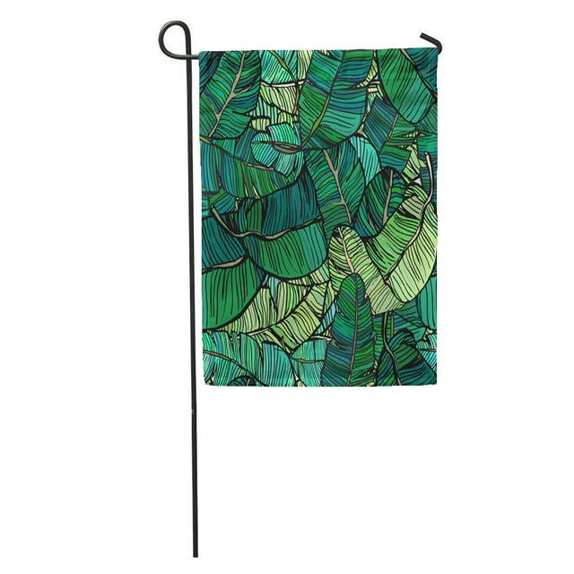 KDAGR Leaf Banana Tree Leaves Green Colourful Palm Retro Pattern Abstract Garden Flag Decorative Flag House Banner 28x40 inch