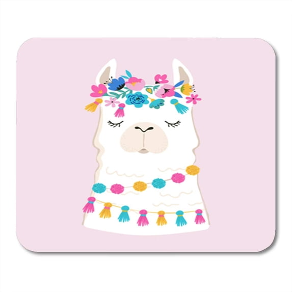 KDAGR Llama Illustration Cute Elements and Design for Nursery Poster Birthday Mousepad Mouse Pad Mouse Mat 9x10 inch