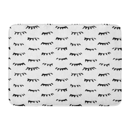 KDAGR Makeup Close Eyes Casual Marker Drawn Lashes Hand Pattern Doodle Black Doormat Floor Rug Bath Mat 23.6x15.7 inch