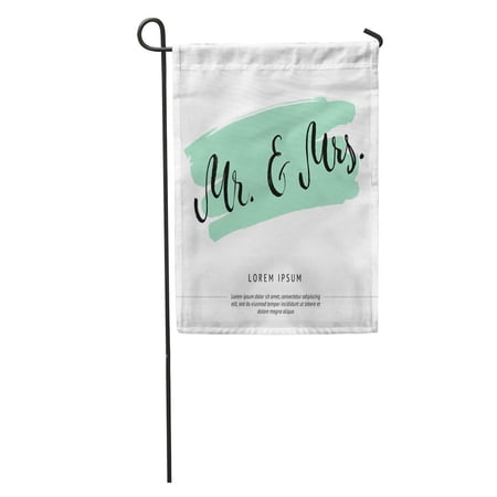 KDAGR Mr and Lettering Abstract Mint Modern Brush Pen Cute Words Garden Flag Decorative Flag House Banner 12x18 inch