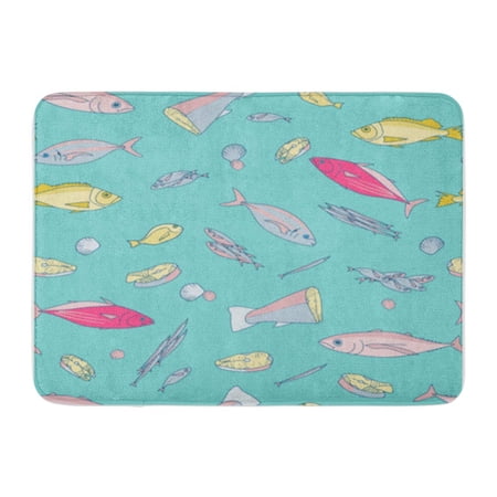 KDAGR Pattern Under Water Colored Fish on Pastel Vintage Doormat Floor Rug Bath Mat 30x18 inch