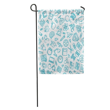 KDAGR Pattern of Welcome Back to School Modern Thin Line Supplies Garden Flag Decorative Flag House Banner 28x40 inch