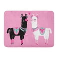thumbnail image 1 of KDAGR Pink Black and White Llama Standing Looking at Each Other Doormat Floor Rug Bath Mat 30x18 inch, 1 of 1