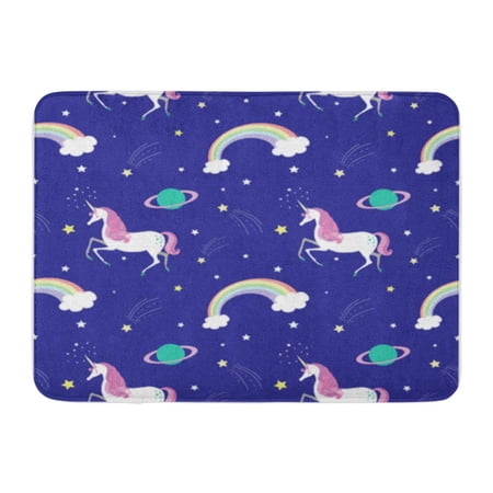 KDAGR Pink Unicorn Cartoon Childish Cute Fairy Fantasy Funny Horn Doormat Floor Rug Bath Mat 23.6x15.7 inch
