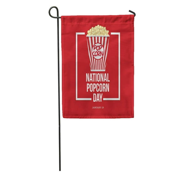 KDAGR Red American National Popcorn Day Box Celebration Circle Corn Emblem Garden Flag Decorative Flag House Banner 28x40 inch