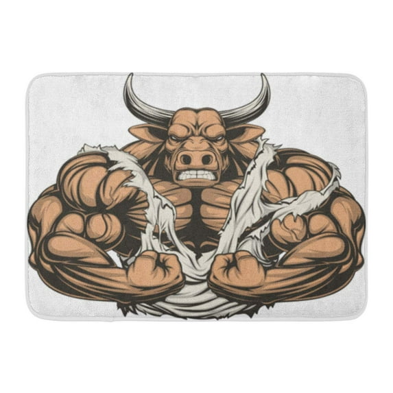 KDAGR Red Bodybuilder of Strong Bull Big Biceps Beast Gym Doormat Floor Rug Bath Mat 30x18 inch
