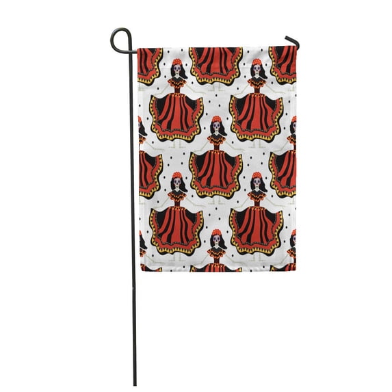 KDAGR Red Dia De Los Muertos Calavera Katrina Dead Girl Garden Flag Decorative Flag House Banner 12x18 inch