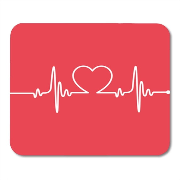 KDAGR Red Health Heartbeat Line Heart Cardio Rhythm EKG Cardiology Mousepad Mouse Pad Mouse Mat 9x10 inch