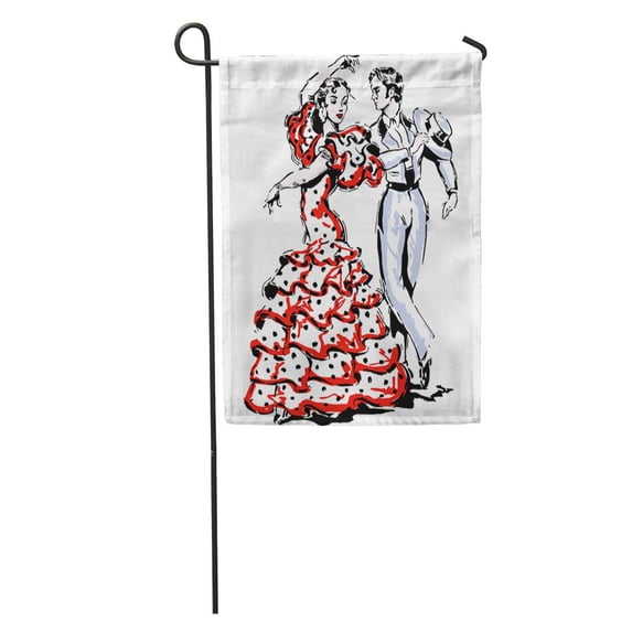 KDAGR Red Spain Typical Spanish Dancers People Flamenco Dance Flamingo Dress Garden Flag Decorative Flag House Banner 12x18 inch