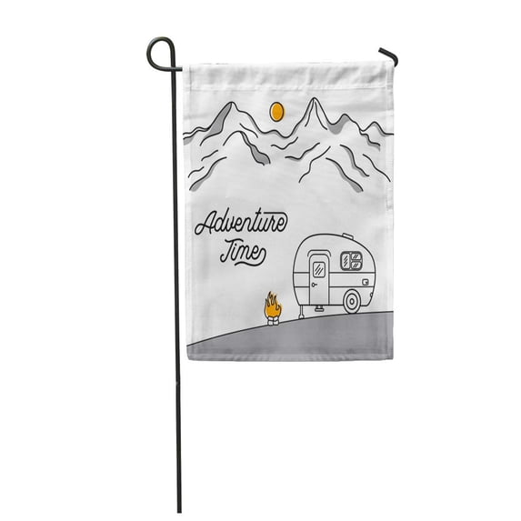 KDAGR Road Retro Camper of Mountains Line Trip Van Garden Flag Decorative Flag House Banner 12x18 inch