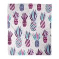 thumbnail image 1 of KDAGR Throw Blanket 50x60 Inches Colorful Summer with Flat Pineapples on Bright Dots Pink Violet Purple Blue and Turquoise Colors Warm Flannel Soft Blanket for Couch Sofa Bed, 1 of 1