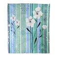 thumbnail image 1 of KDAGR Throw Blanket 50x60 Inches Gray Abstract White Green Grey Blue Striped Pattern with Floral Application Color Warm Flannel Soft Blanket for Couch Sofa Bed, 1 of 1