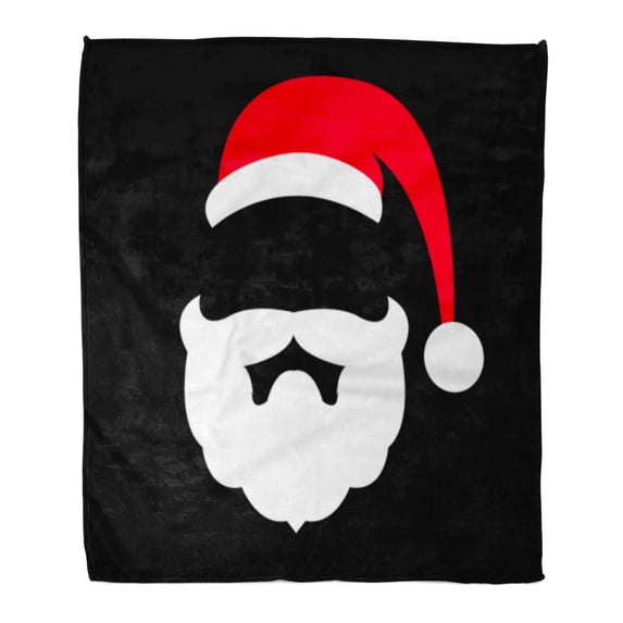 KDAGR Throw Blanket 58x80 Inches Red Face Hat and Beard Santa Clause Cap Celebration Warm Flannel Soft Blanket for Couch Sofa Bed