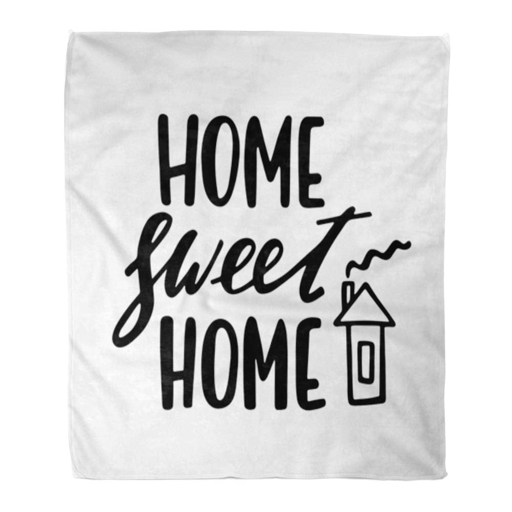 KDAGR Throw Blanket Warm Cozy Print Flannel Black Home Sweet