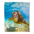 thumbnail image 1 of KDAGR Throw Blanket Warm Cozy Print Flannel Blue Sand Endangered Hawaiian Green Sea Turtle Aloha Comfortable Soft for Bed Sofa and Couch 50x60 Inches, 1 of 1