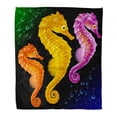 thumbnail image 1 of KDAGR Throw Blanket Warm Cozy Print Flannel Blue Seahorse Sea Horse Red Fish Flower Tropical Comfortable Soft for Bed Sofa and Couch 58x80 Inches, 1 of 1