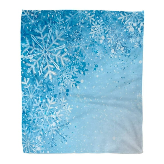 KDAGR Throw Blanket Warm Cozy Print Flannel Blue Snow Winter Frozen Holiday Fall Drop Comfortable Soft for Bed Sofa and Couch 50x60 Inches