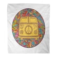 thumbnail image 1 of KDAGR Throw Blanket Warm Cozy Print Flannel Hippie Vintage Car Mini Van Ornamental Love and Music Fonts Doodle Hippy Color Comfortable Soft for Bed Sofa and Couch 58x80 Inches, 1 of 1