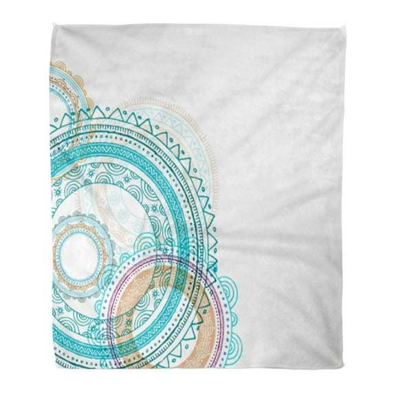 KDAGR Throw Blanket Warm Cozy Print Flannel Tribal Bohemian Boho Mandala Round Pattern Comfortable Soft for Bed Sofa and Couch 58x80 Inches