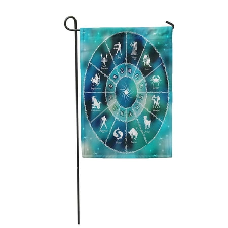 KDAGR Virgo Blue Neon Horoscope Circle Signs of Zodiac Wheel Garden Flag Decorative Flag House Banner 12x18 inch